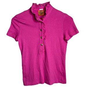 Tory Burch Pink Ruffled Top